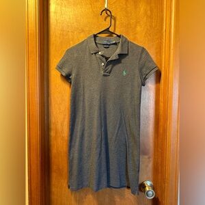 POLO RALPH LAUREN Women Cotton Mesh Mini Polo Dress size small charcoal